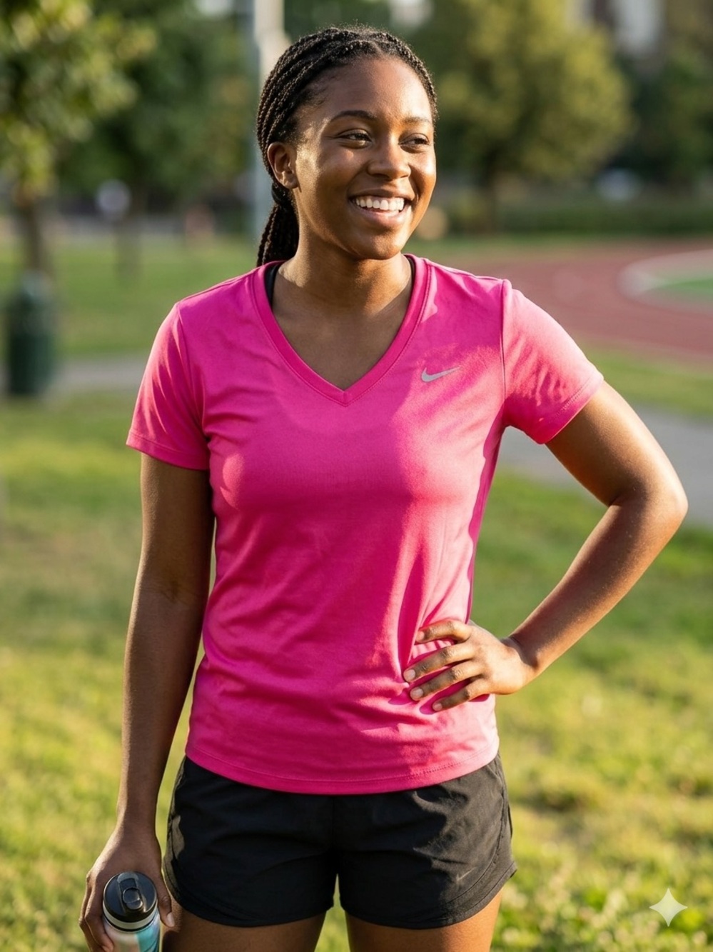 Nike Women's Bright Pink V-Neck Short Sleeve Tee